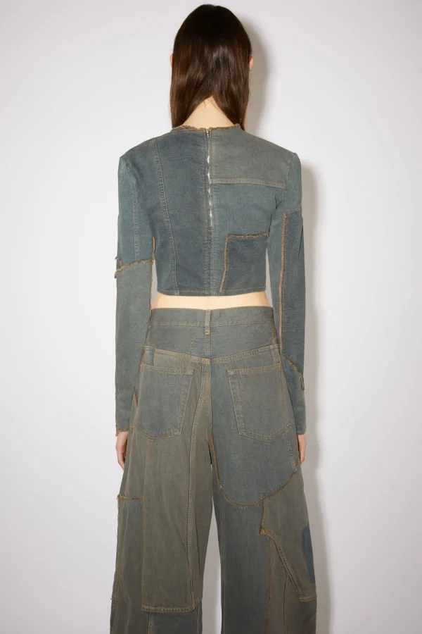 Denim Patchwork Long Sleeve Top>Acne Studios Cheap