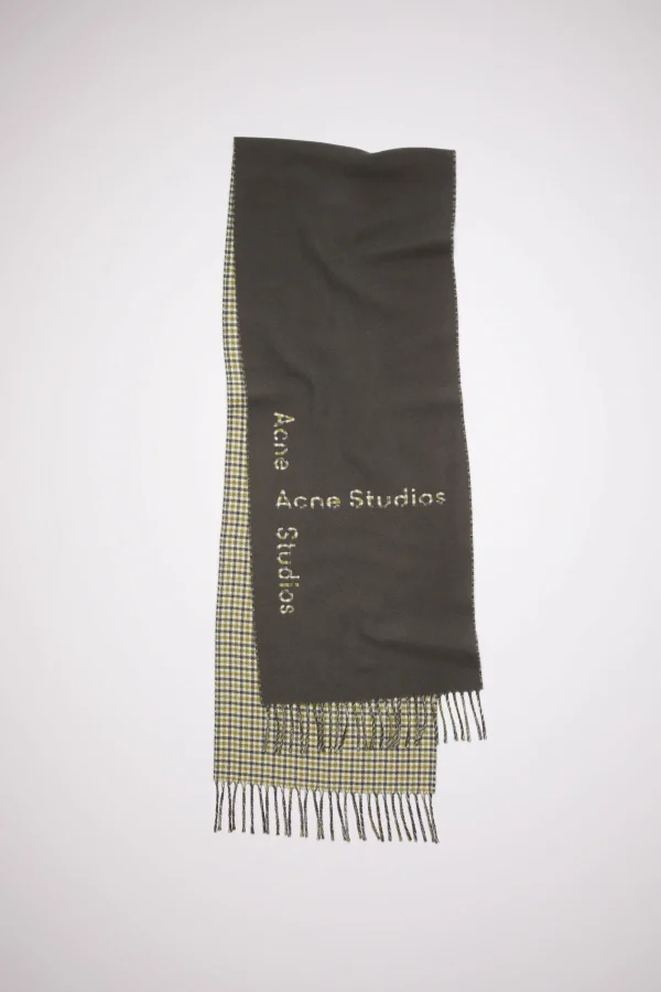 Karierter Wollschal Mit Logo>Acne Studios Discount