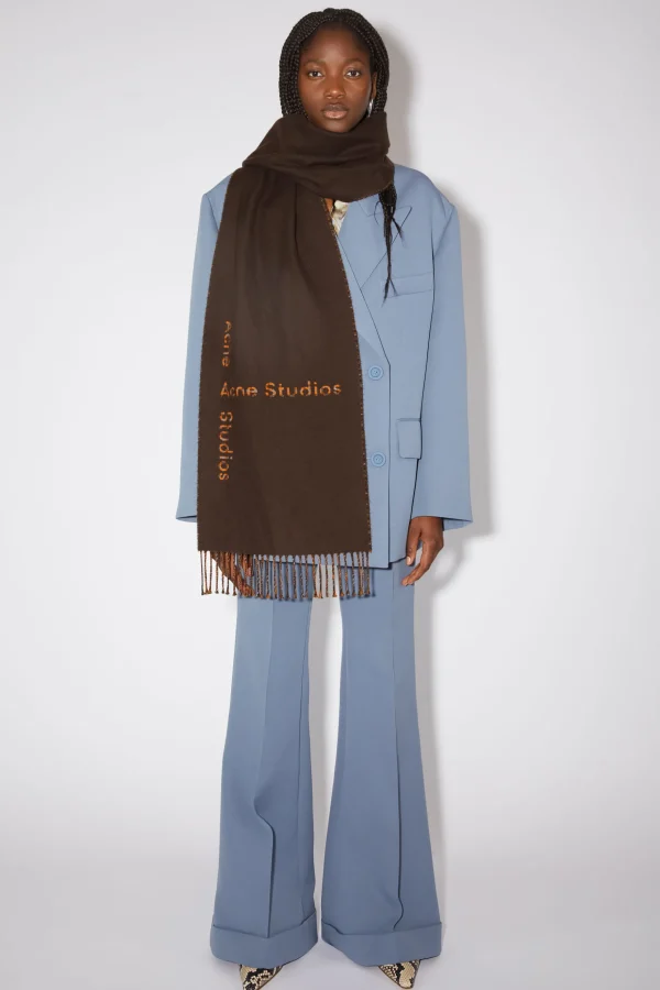 Karierter Wollschal Mit Logo>Acne Studios Discount