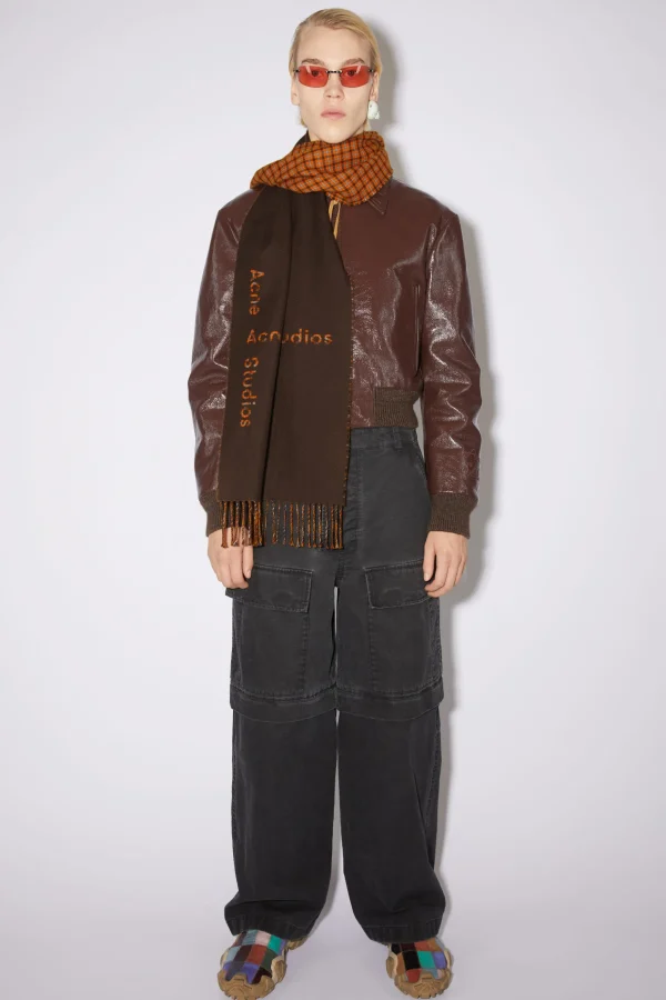 Karierter Wollschal Mit Logo>Acne Studios Online