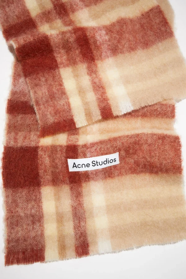 Karierter Wollschal Mit Logo>Acne Studios Shop