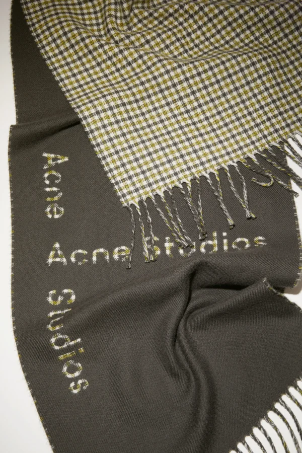 Karierter Wollschal Mit Logo>Acne Studios Clearance