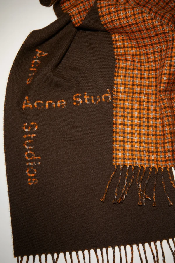 Karierter Wollschal Mit Logo>Acne Studios Online