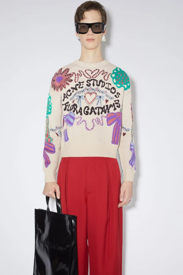 Pullover Mit Floragatan-Artwork Aus Jacquard>Acne Studios Cheap