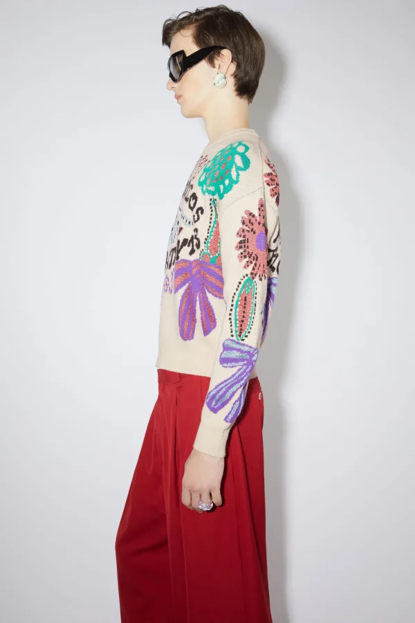 Pullover Mit Floragatan-Artwork Aus Jacquard>Acne Studios Cheap