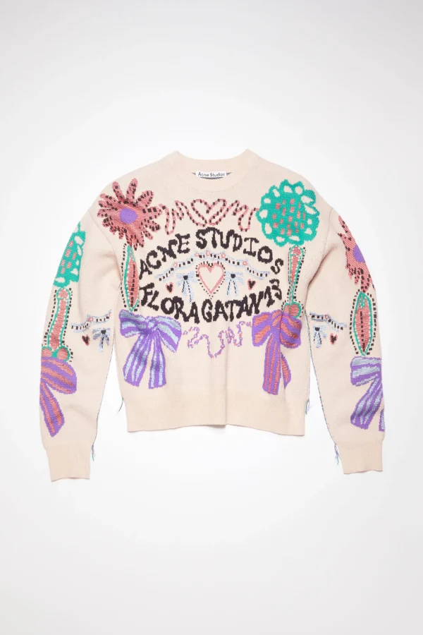 Pullover Mit Floragatan-Artwork Aus Jacquard>Acne Studios Cheap