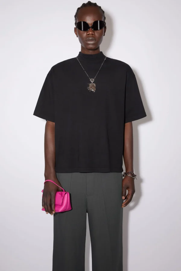 T-Shirt Mit Rundhalsausschnitt Und Logo-Tape>Acne Studios Cheap