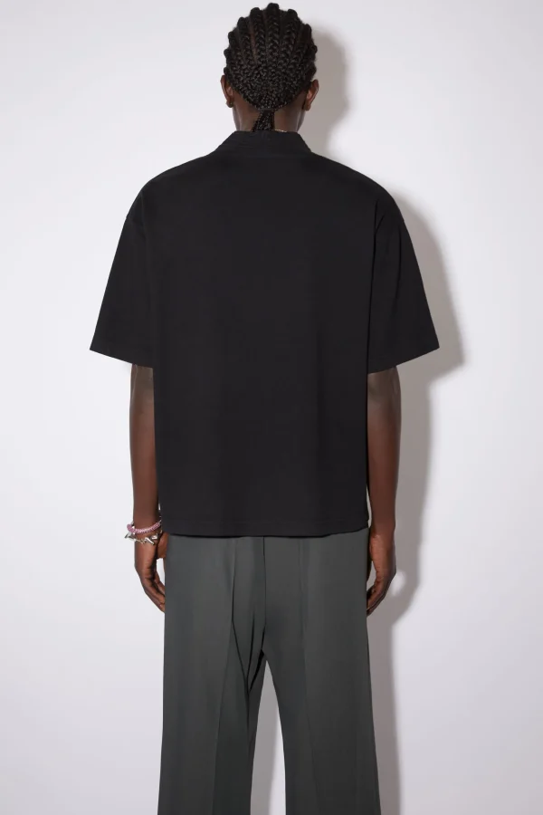 T-Shirt Mit Rundhalsausschnitt Und Logo-Tape>Acne Studios Cheap