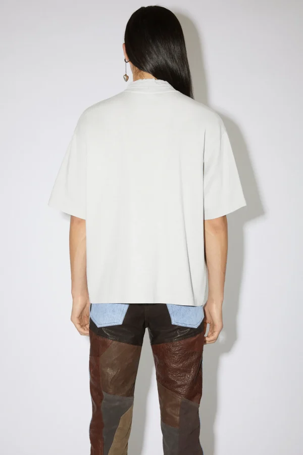 T-Shirt Mit Rundhalsausschnitt Und Logo-Tape>Acne Studios New